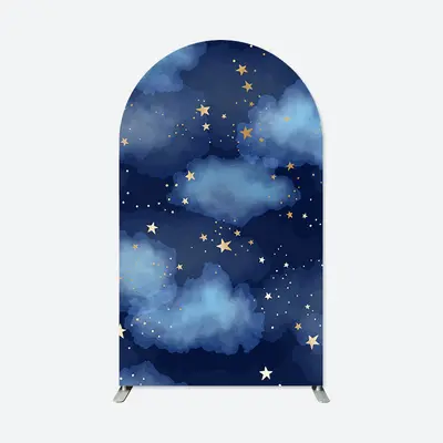 Aperturee Starry Blue Sky Clouds Chiara Arch Party Backdrop | Circle Arch Backdrop Diy | Round Arch Backdrop Cover | Chiara W...