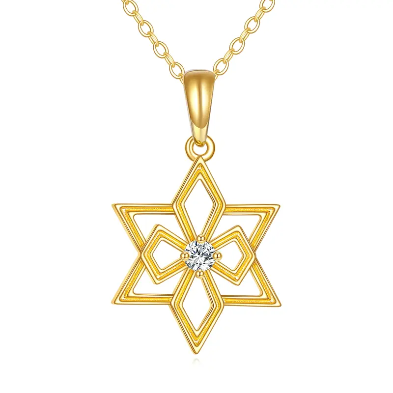 14K Gold Personalized Birthstone Star Of David Necklace for Women