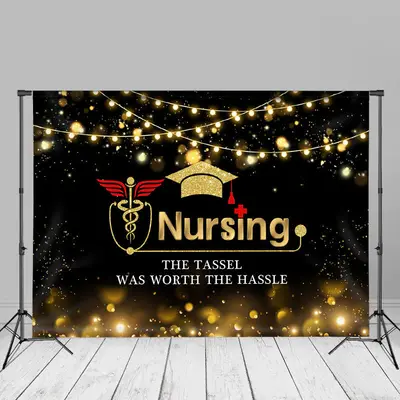 Tassel Worth Hassle Bokeh Nursing Grad Photo Backdrop - Aperturee