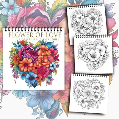 Flower Pattern Coloring Book, 1 Count 30 Sheets Spiral Coloring Book, Art Drawing Supplies for Adults, Stress Relief Coloring...