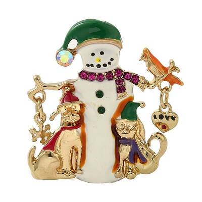 Christmas Alloy Colorful Rhinestone Brooches