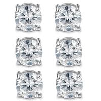 Non-perforated magnetic earrings, men's and women's shiny round fake diamond earrings, no perforated ears, anti-allergic, (6m...
