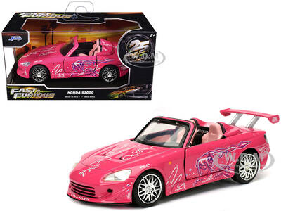 Suki's Honda S2000 Convertible Pink with Graphics 2 Fast 2 Furious (2003) Movie Fast & Furious 25th Anniversary Series 1/...