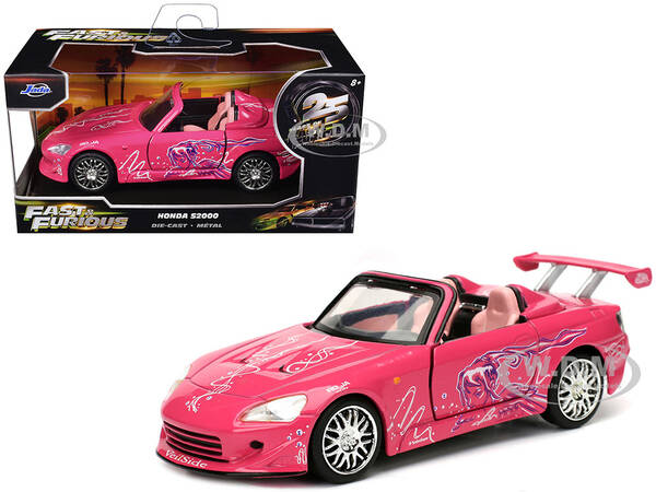 Suki's Honda S2000 Convertible Pink with Graphics 2 Fast 2 Furious (2003) Movie Fast & Furious 25th Anniversary Series 1/...