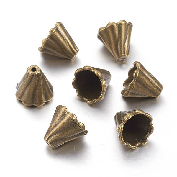 Antique Bronze Tibetan Style Bead Caps