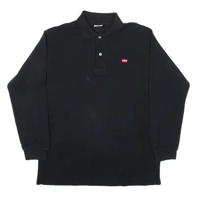 LEVI'S Mens Polo Shirt Black Long Sleeve M