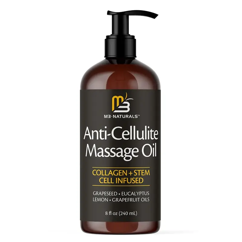 M3 Naturals Cellulite Massage Oil 8oz - Smooth the Appearance of Cellulite - Body Care & Skin Care Massage Oil - Topical Coll...