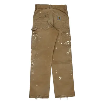 Paint Splattered Carhartt Double Knee Carpenter Trousers - 28W 30L Brown Cotton | Size: 28″ waist