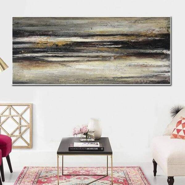 Large Acrylic Abstract Brown Oil Paintings On Canvas Original Modern Art Abstract Fine Art | AUTUMN FOG