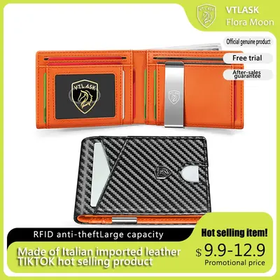 VTLASK New men's wallet in 2025/Slim RFID Blocking Men's Wallet Ultra Thin RFID Leather Wallet RFID Blocking Smart Wallet wit...