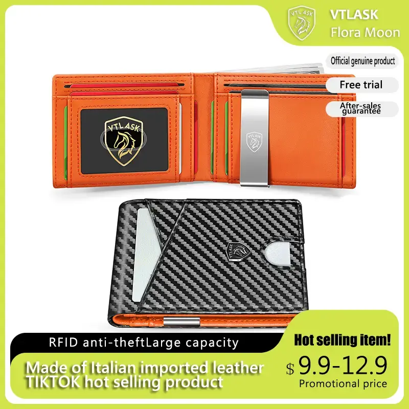 VTLASK New men's wallet in 2025/Slim RFID Blocking Men's Wallet Ultra Thin RFID Leather Wallet RFID Blocking Smart Wallet wit...