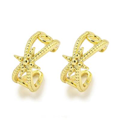 Brass Micro Pave Cubic Zirconia Cuff Earrings