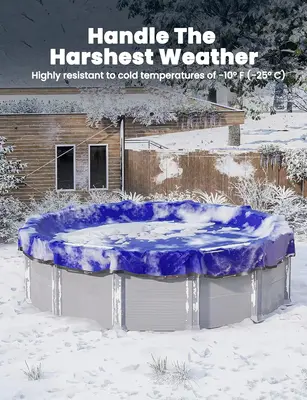 Above Ground Pool Cover 12FT/15FT/18FT/21FT/24FT/28FT/30FT Round - Round Pool 4 Foot Overlap Extra Thick 420D with Pulley and...