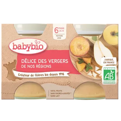 Babybio Fruit Jars - 6 months and more - Fruit Delight - ORGANIC 2x130 g