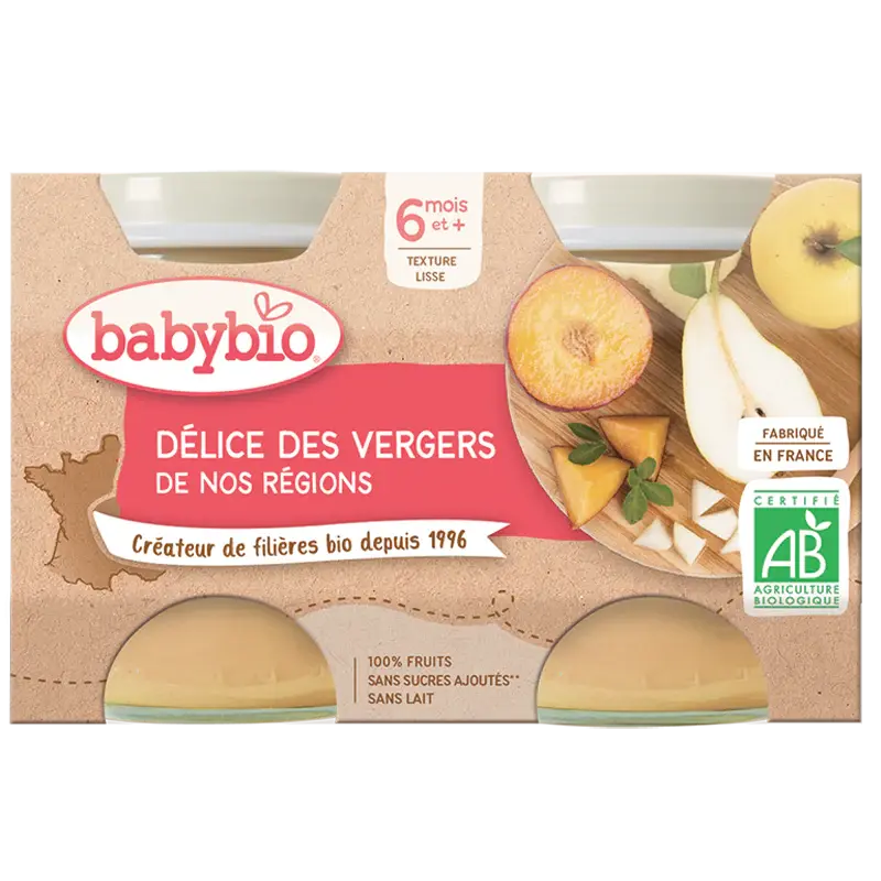 Babybio Fruit Jars - 6 months and more - Fruit Delight - ORGANIC 2x130 g