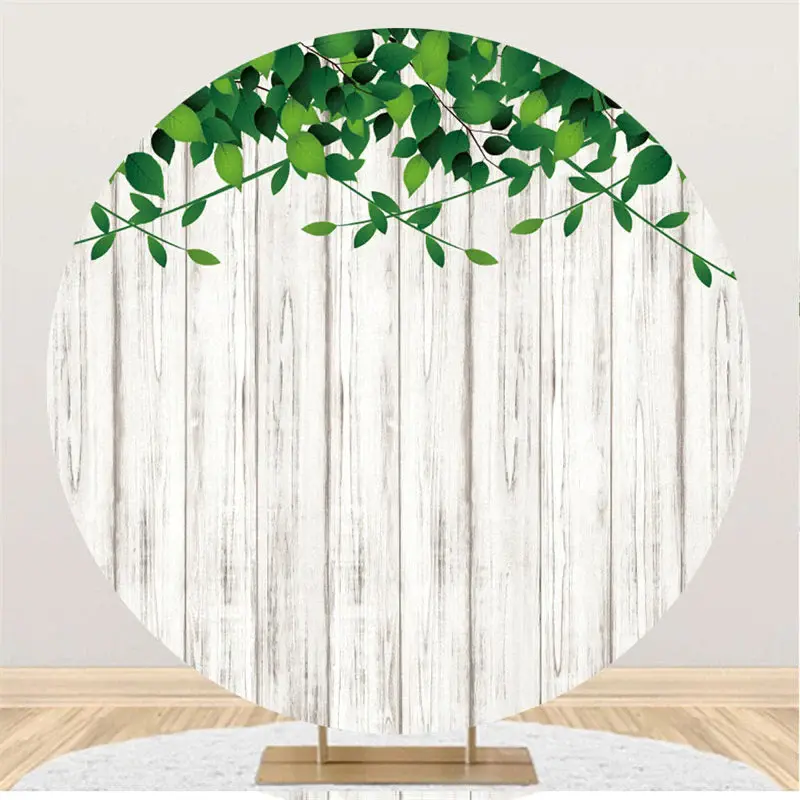 Aperturee White Striped Wood Theme Happy Birthday Round Backdrop | Photo Backdrop Grad Party | Grad Backdrops For Photo | Per...