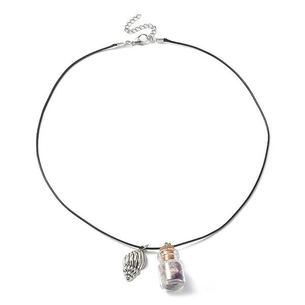 Glass Bottle & Alloy Shell Pendant Necklace