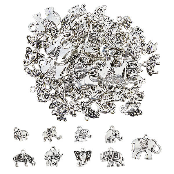 72Pcs 12 Styles Tibetan Style Zinc Alloy Pendants