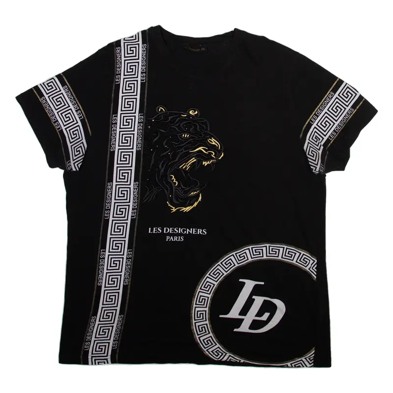 LES DESIGNERS PARIS Tiger Mens T-Shirt Black 2XL