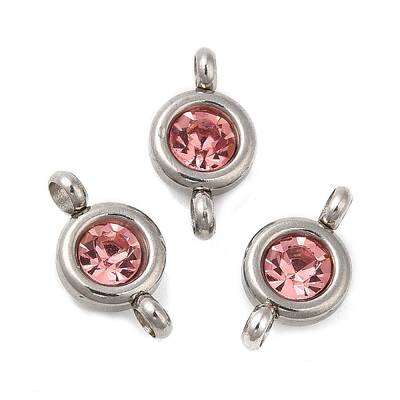 304 Stainless Steel Single Rhinestone Connector Charms
