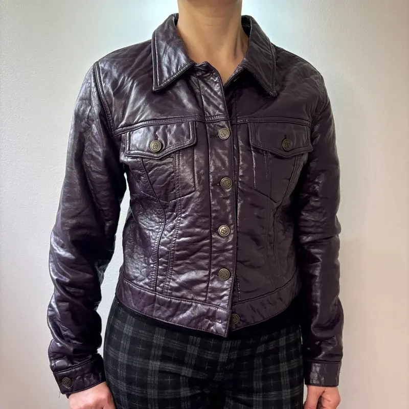 Onyx Leather Jacket - Small Purple Faux Leather