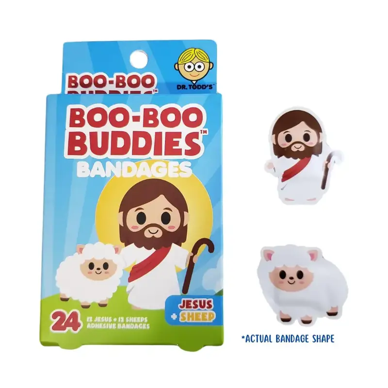 (Jesus + Sheep) Boo Boo Buddies Kids Adhesive Bandages, Kids Self-Adhesive Sterile Bandages Pack for Toddler Girls & Boys, Ad...