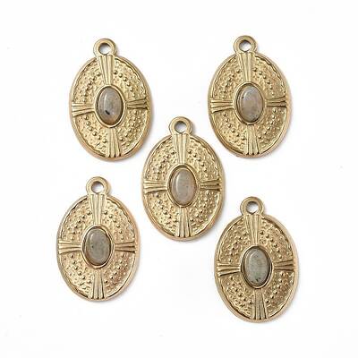 PVD Vacuum Plating 201 Stainless Steel Natural Labradorite Pendants
