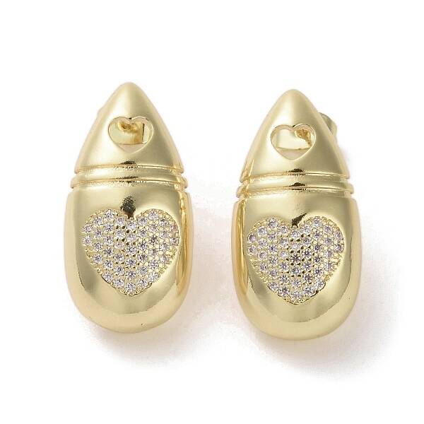Brass Micro Pave Cubic Zirconia Stud Earrings