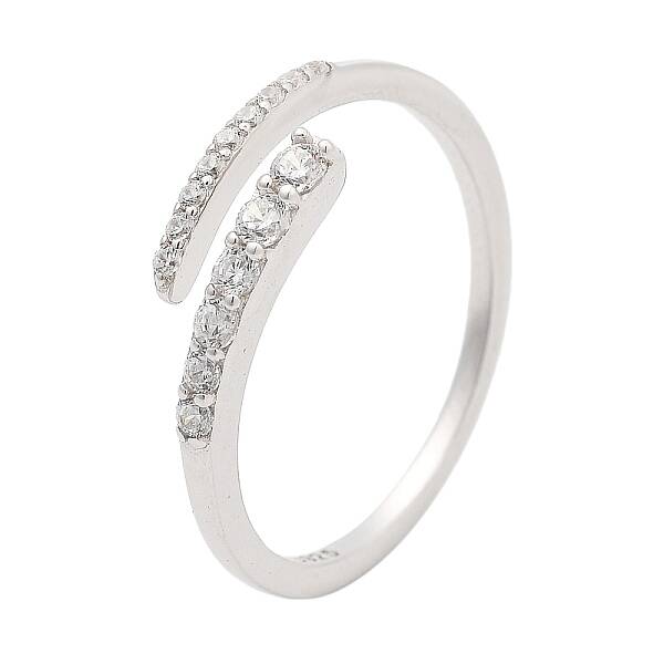 925 Sterling Silver Single Open Cuff Ring with Cubic Zirconia