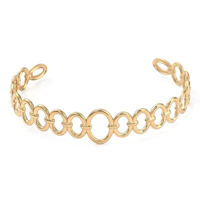 304 Stainless Steel Hollow Oval Cuff Bangle for Women