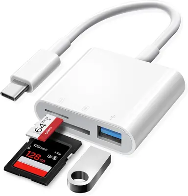 USB C SD Card Reader, USB C to SD Card for iPhone 15/iPad/Mac/Laptop, USB-C/Type C Memory Card Adapter for iMac, iPad Pro Air...