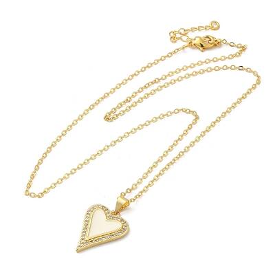 Brass Enamel with Rhinestone Pendant Necklace