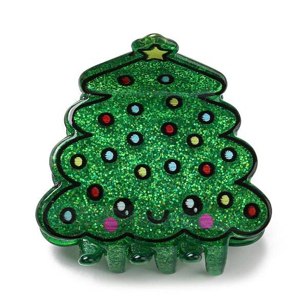 Christmas Theme Glitter Acrylic Claw Hair Clips