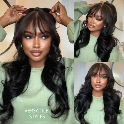Layer Cut Body Wave With Bang 360 Invisi Strap Lace Frontal Wig Glueless Salon Hairstyles