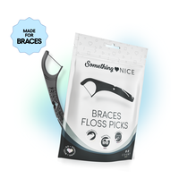 Braces Floss Picks by Thebentist, with Rubber Band Hook, Mint Flavored, Xylitol Protection Boost, and Tongue Scraper