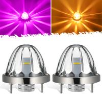 Partsam 2Pcs Dual Color Amber/Purple LED Glass Lens Watermelon Lights, Turn Signal Marker Lights with Stainless Steel Bezel F...