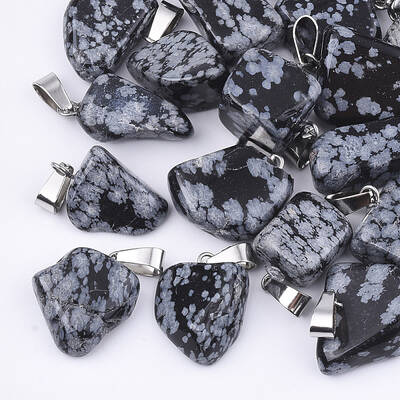 Natural Snowflake Obsidian Pendants