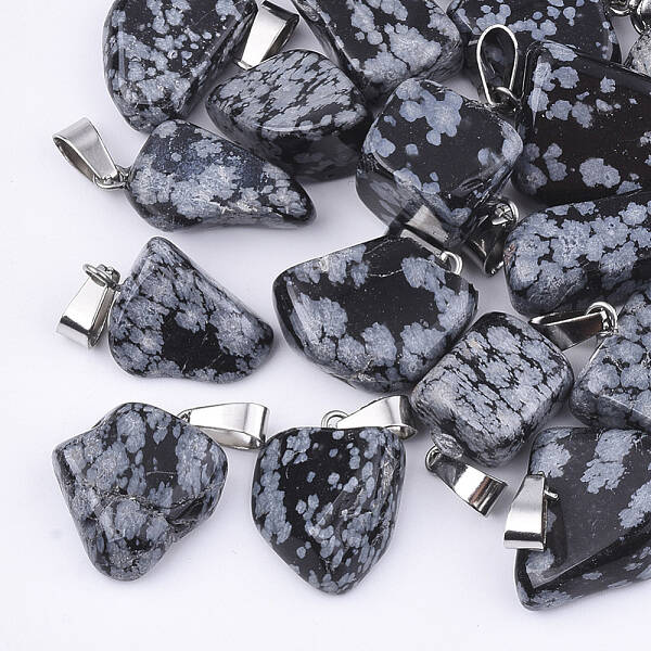 Natural Snowflake Obsidian Pendants