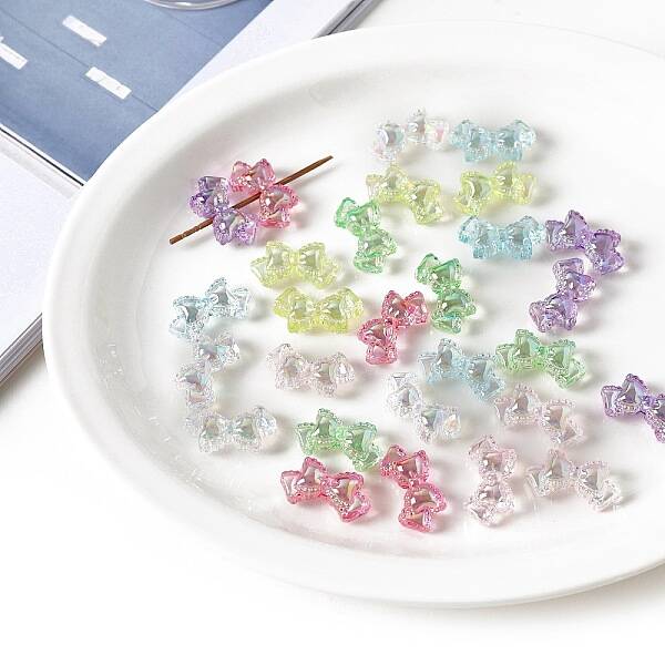 UV Plating Rainbow Iridescent Transparent Acrylic Beads