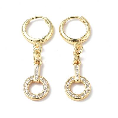 Clear Cubic Zirconia Circle Ring Dangle Hoop Earrings