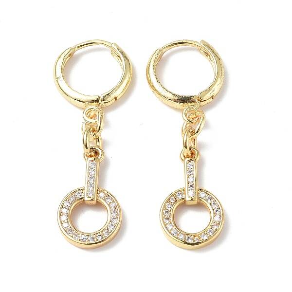 Clear Cubic Zirconia Circle Ring Dangle Hoop Earrings