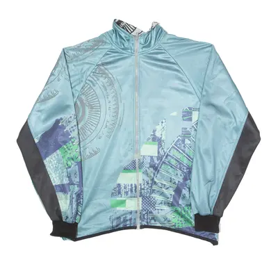 Cycling Mens Track Jacket Blue 90s Crazy Pattern M