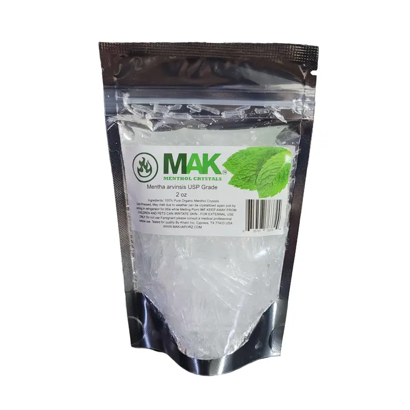 Mak Menthol Crystal 2 oz Pure Organic 100% Natural Menthol Crystals from Mint Crystal Mentha Arvensis Resealable Standup Bag ...
