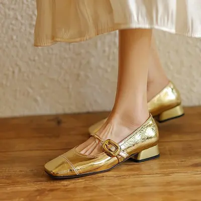 CHIKO Cecelia Square Toe Block Heels Mary Jane Shoes