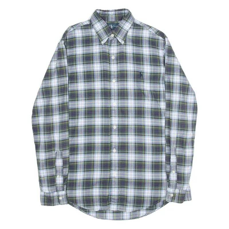 RALPH LAUREN Custom Fit Mens Shirt Green Check Long Sleeve S