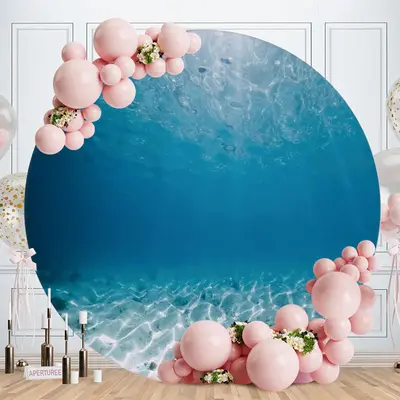 Aperturee Circle Sun And Coconut Summer Beach Backdrop | Birthday Backdrop Ideas | Circle Birthday Backdrop Cover | Round Bac...