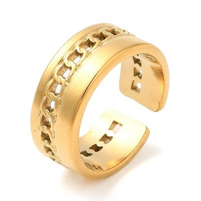 304 Stainless Steel Hollow Open Cuff Rings for Women