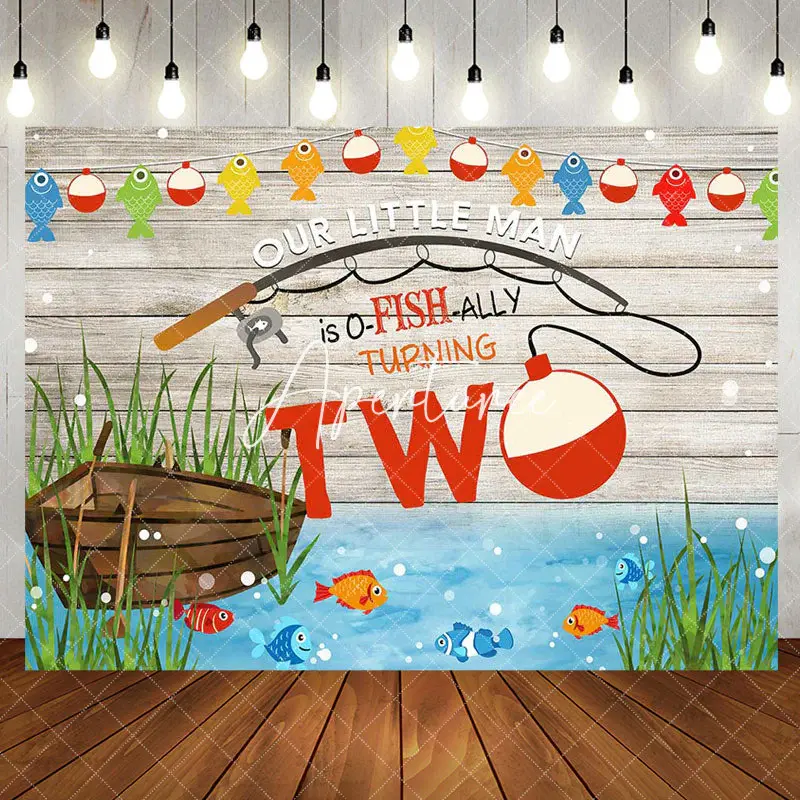 O Fish Ally Lake Wood 2nd Birthday Party Backdrop - Aperturee
