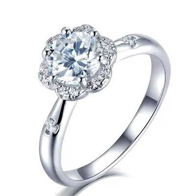 10K White Gold Moissanite Engagement Ring