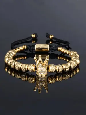 Crown Design Braided Bracelet, Fashionable Jewelry for Men, Trendy All-match & Exquisite Jewellery for Birthday Gift
